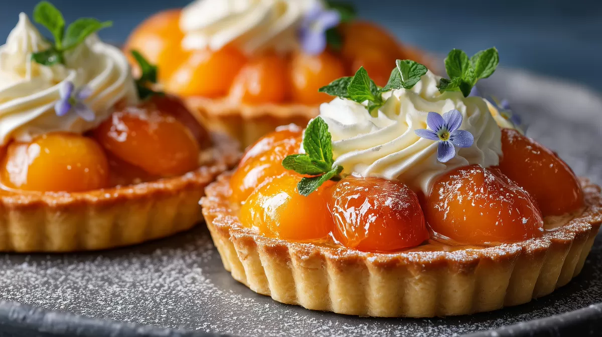 Köstliche Tarte mit saftigen Aprikosen und Sahne