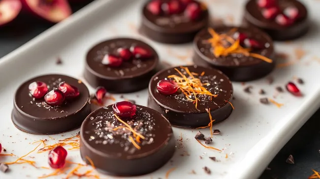 Köstliche vegane Schokoladen-Desserts mit Granatapfel