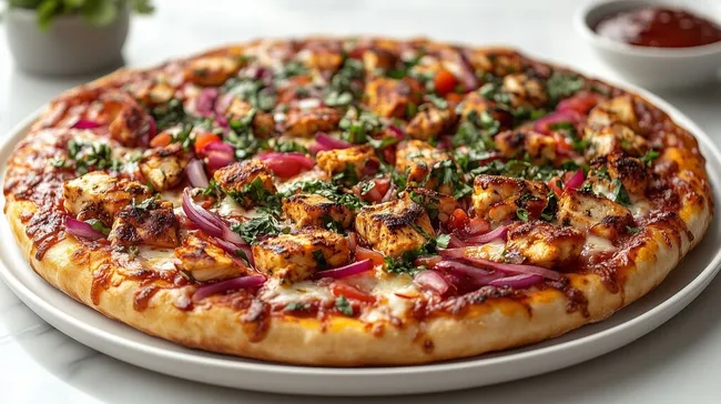 Köstliche, vegetarische Flammkuchen-Pizza mit Kichererbsen und Kräutern