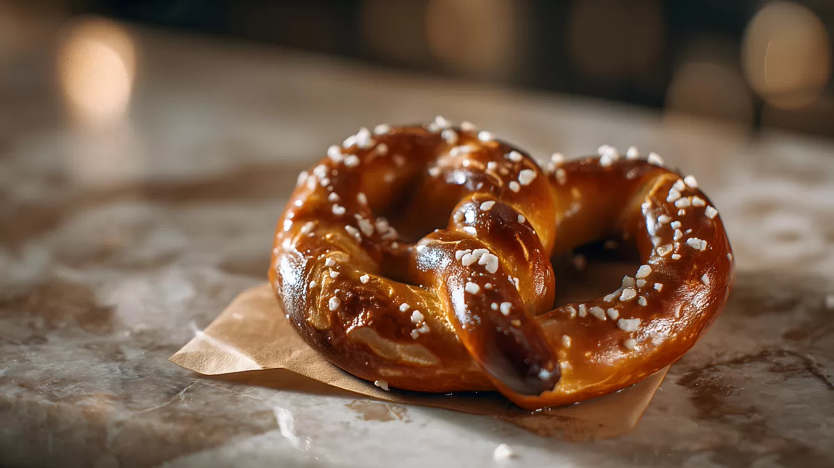 Köstliche Zimtbrezel auf Marmortisch