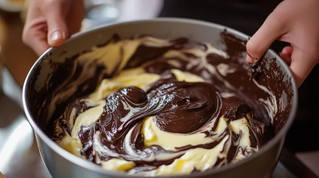 Köstliche Zubereitung von Schokoladenmarmorkuchen