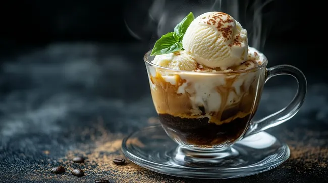 Köstlicher Affogato mit Vanilleeis und Espresso