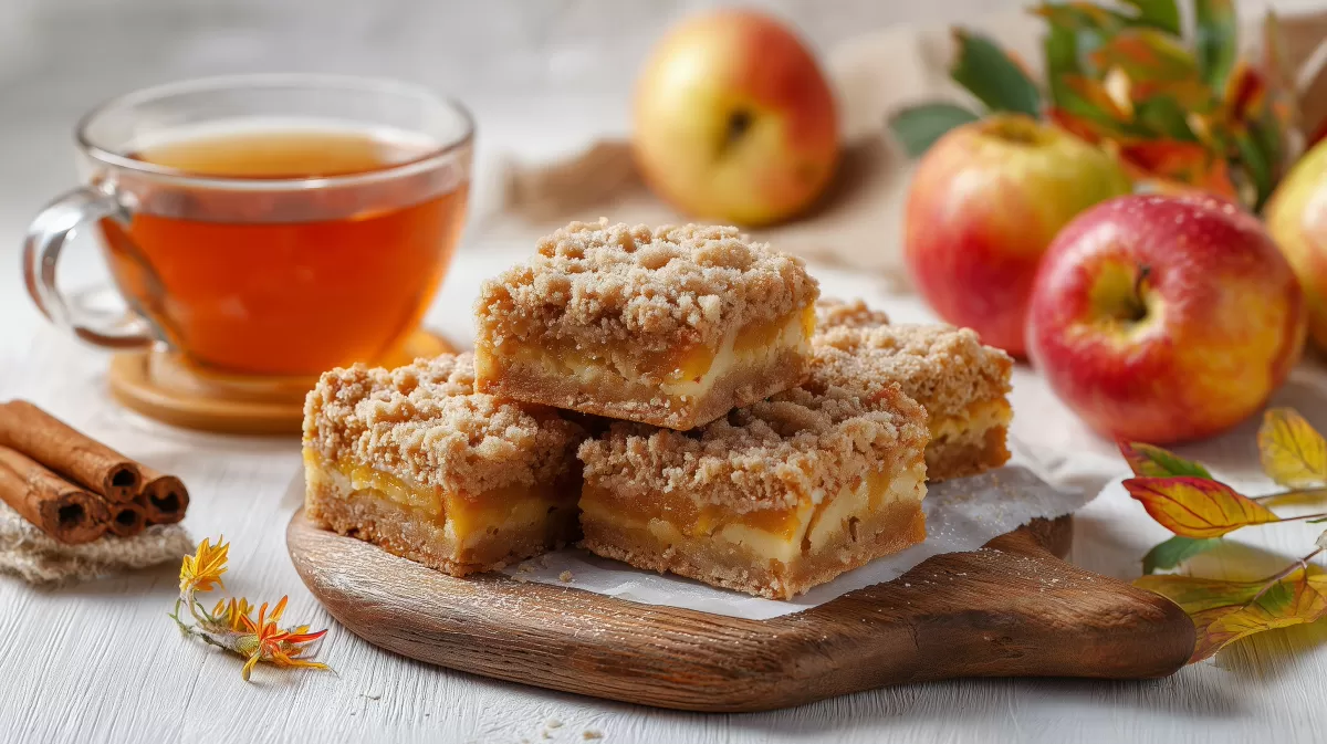 Köstlicher Apfelkuchen mit herbstlicher Dekoration