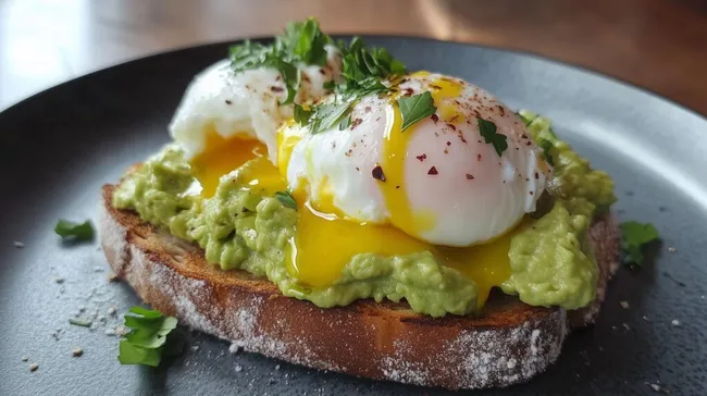 Köstlicher Avocado-Toast mit pochiertem Ei