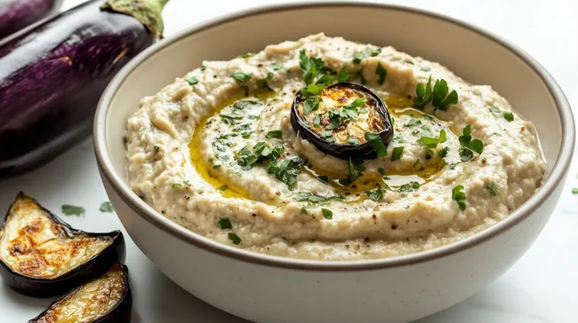 Köstlicher Baba Ganoush mit gegrillter Aubergine