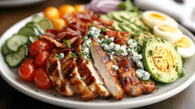 Köstlicher Cobb-Salat mit Hähnchen und Bacon