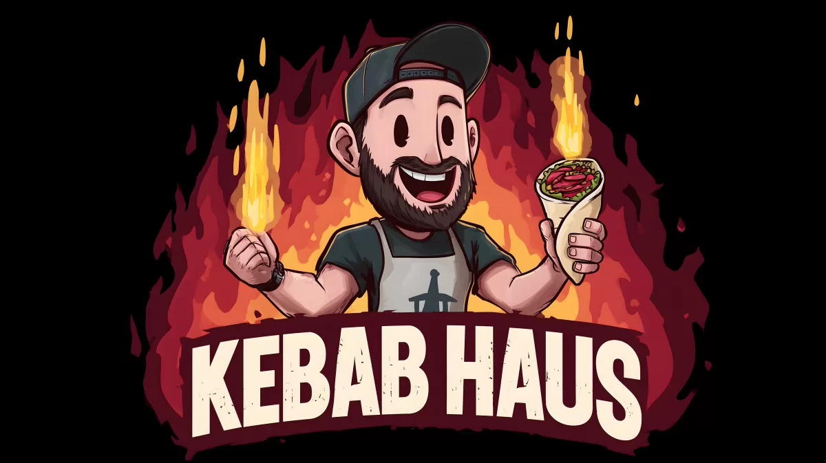 Köstlicher Dönerkebab in Flammen - Cartoon-Illustration