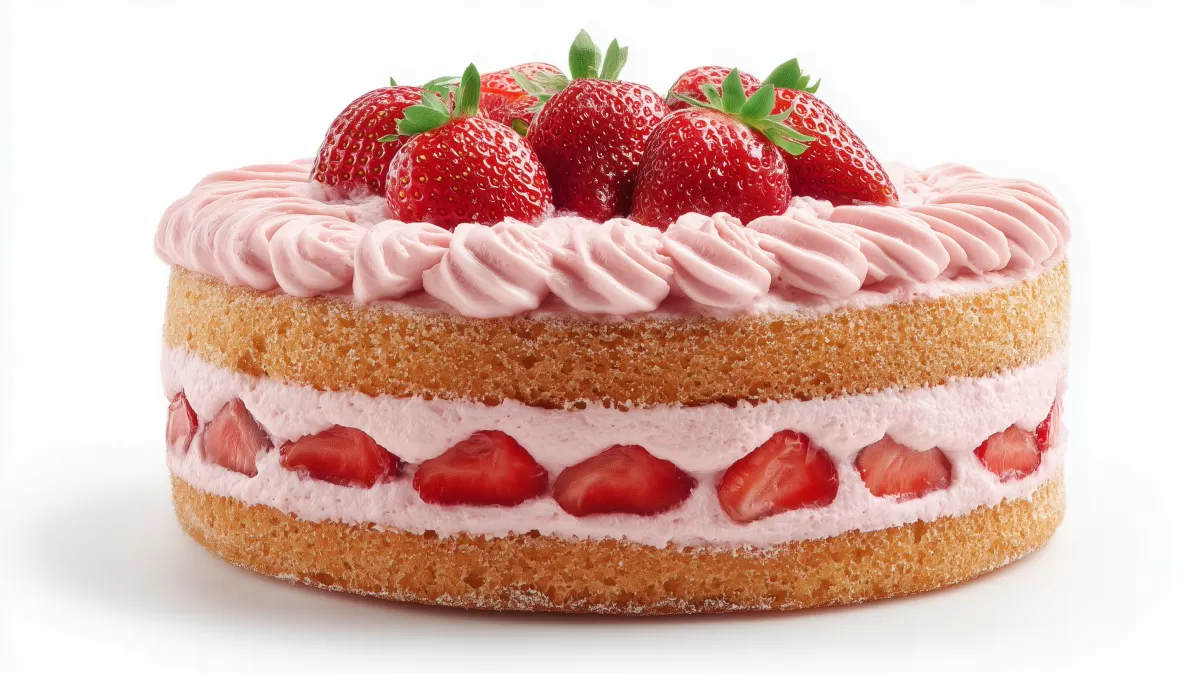 Köstlicher Erdbeer-Sahne-Kuchen mit zartem Dekor
