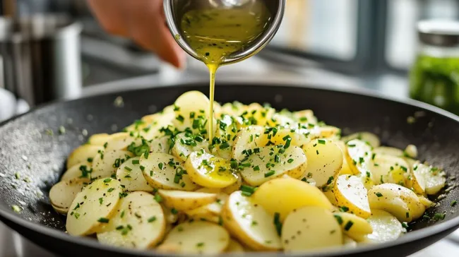 Köstlicher frischer Kartoffelsalat mit Kräutern
