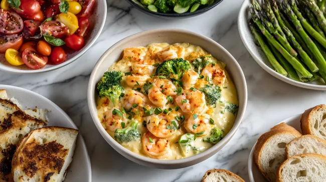 Köstlicher Garnelen-Brokkoli-Auflauf mit cremiger Käsesauce