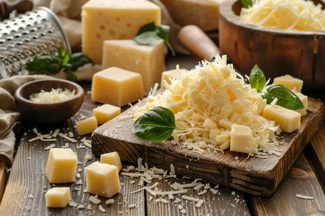 Köstlicher Käseplatz auf Holzbrett
