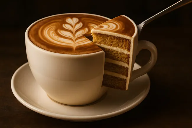 Köstlicher Kaffee-Nachtisch mit kunstvoller Milchschaum-Verzierung