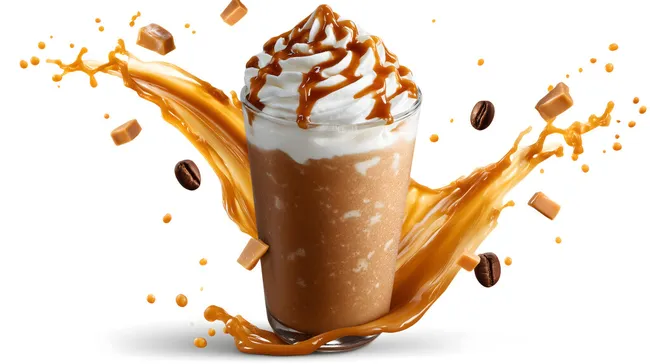 Köstlicher Kaffeegetränk-Spritzer in der Luft