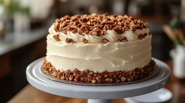 Köstlicher Karottenkuchen mit Walnuss-Topping