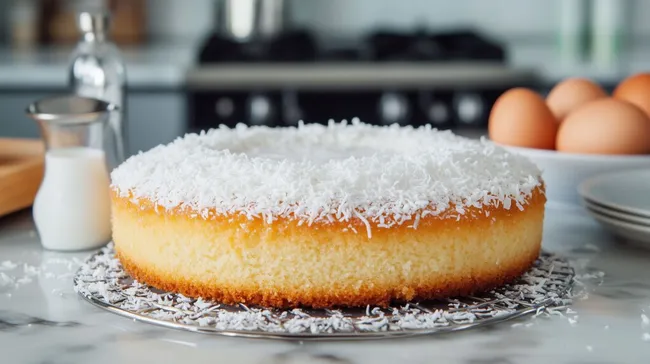 Köstlicher Kokosnusskuchen mit samtiger Textur