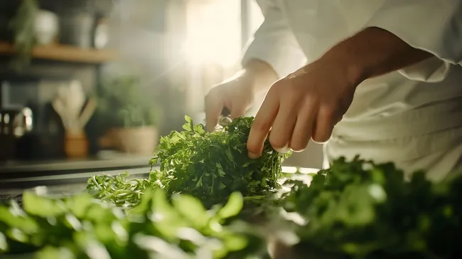 Köstlicher Kräutersalat mit frischen grünen Blättern