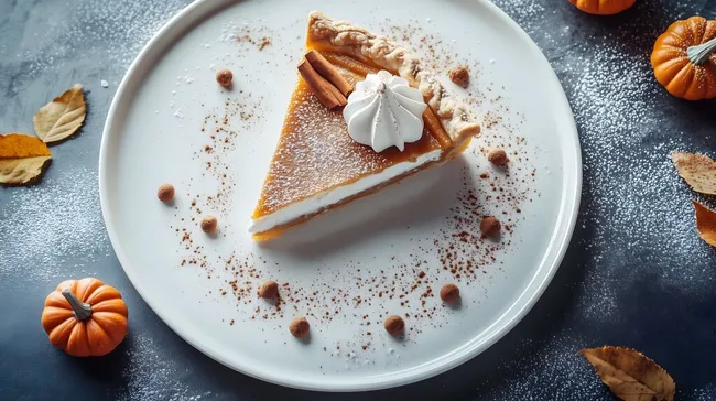 Köstlicher Kürbiskuchen mit Sahne und Zimt