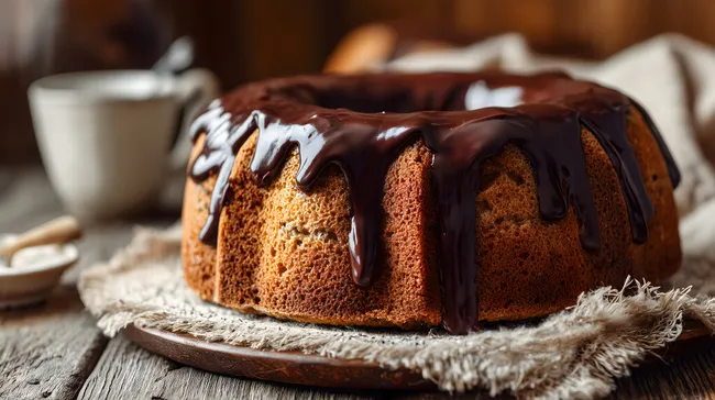 Köstlicher marmorierter Gugelhupf mit Schokoladenüberzug