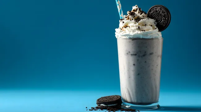 Köstlicher Oreo-Milchshake mit Sahnehaube und Keksen