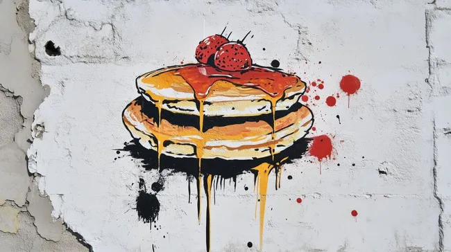 Köstlicher Pfannkuchen mit Erdbeertopping