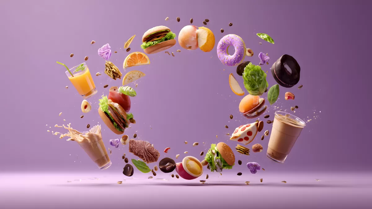 Köstlicher Regenbogen aus frischem Obst und Gemüse