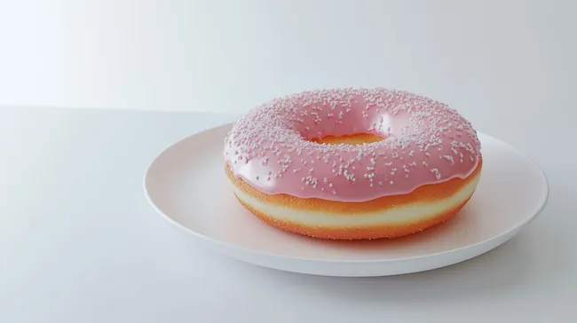 Köstlicher rosa Glasur-Donut auf Teller