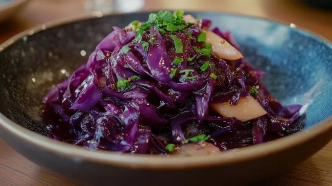 Köstlicher Rotkohlsalat mit karamellisierten Äpfeln