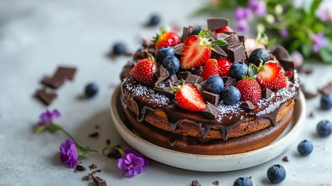 Köstlicher Schokoladenkuchen mit Beeren