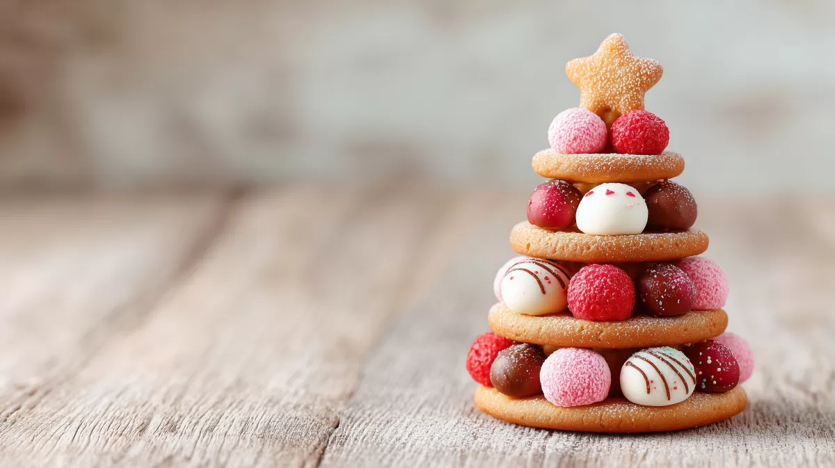 Köstlicher Weihnachtsschmuck aus Gebäck und Süßigkeiten