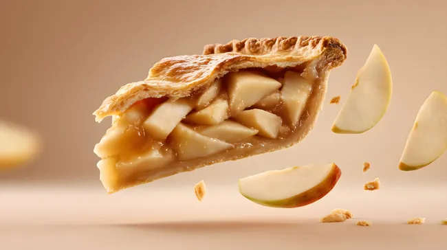 Köstliches Apfelkuchenstück in knusprig-goldener Kruste