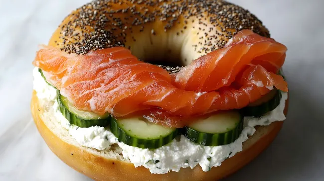 Köstliches Bagel mit Lachs und Gemüse