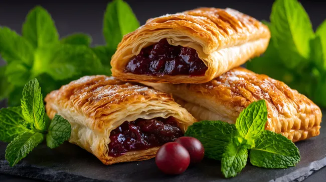 Köstliches Blätterteiggebäck mit Kirschfüllung