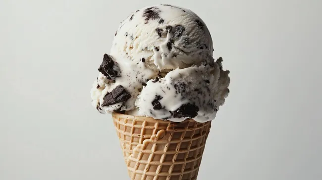 Köstliches Cookies-and-Cream-Eis in knuspriger Waffel