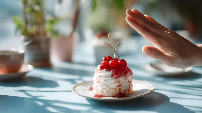 Köstliches Dessert mit Sahne und Kirschen