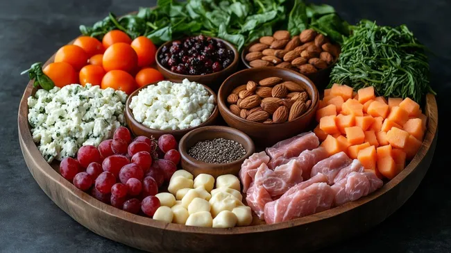 Köstliches Farbenmeer: Frisches Obst und Gemüse-Arrangement