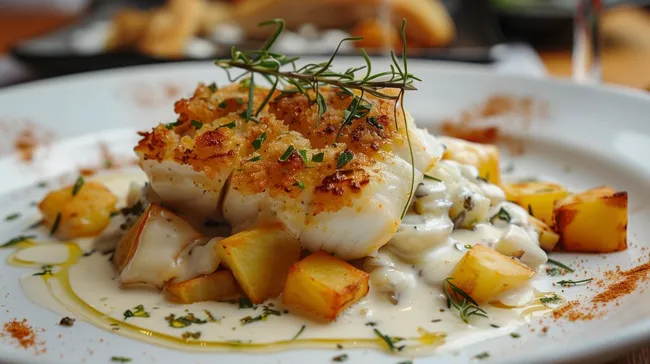 Köstliches Fischfilet mit goldbrauner Kruste und Kartoffeln