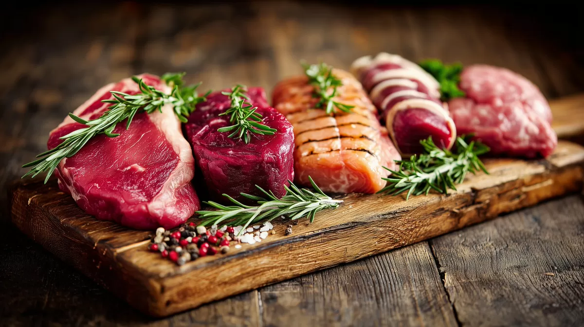 Köstliches Fleisch-Arrangement auf Holzbrett