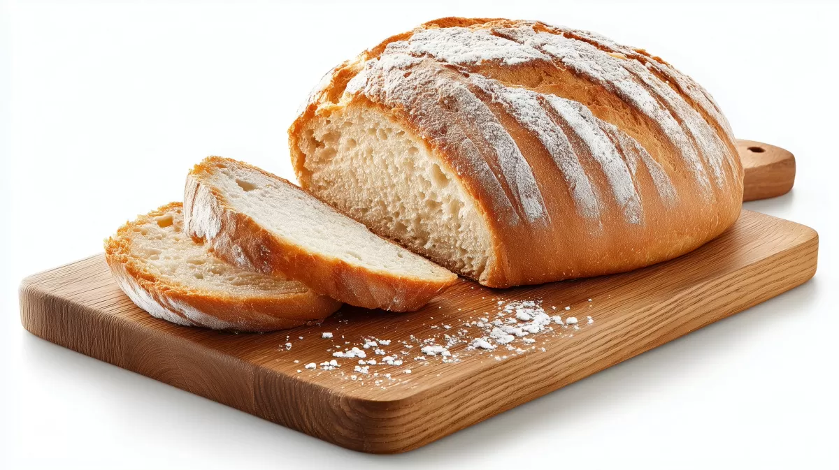 Köstliches, frisch gebackenes Brot auf Holzbrett