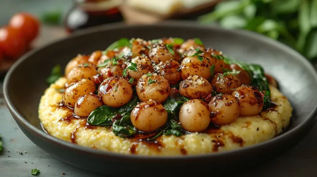 Köstliches Gericht mit gegrillten Zwiebeln und Kräutern