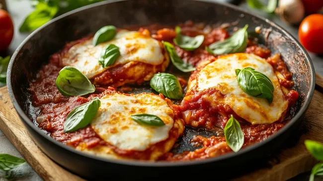Köstliches Hühnchen Parmesan in Tomatensauce