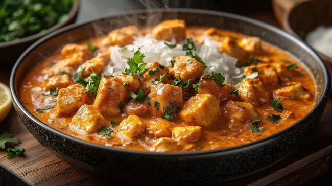 Köstliches indisches Hühnchen-Curry mit Reis