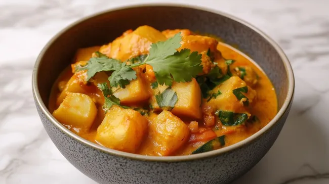 Köstliches indisches Kartoffel-Curry mit Koriander
