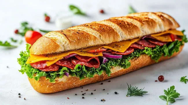 Köstliches italienisches Sandwich mit Salami und Käse