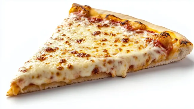 Köstliches Käsestück einer Pizza mit geschmolzenem Mozzarella