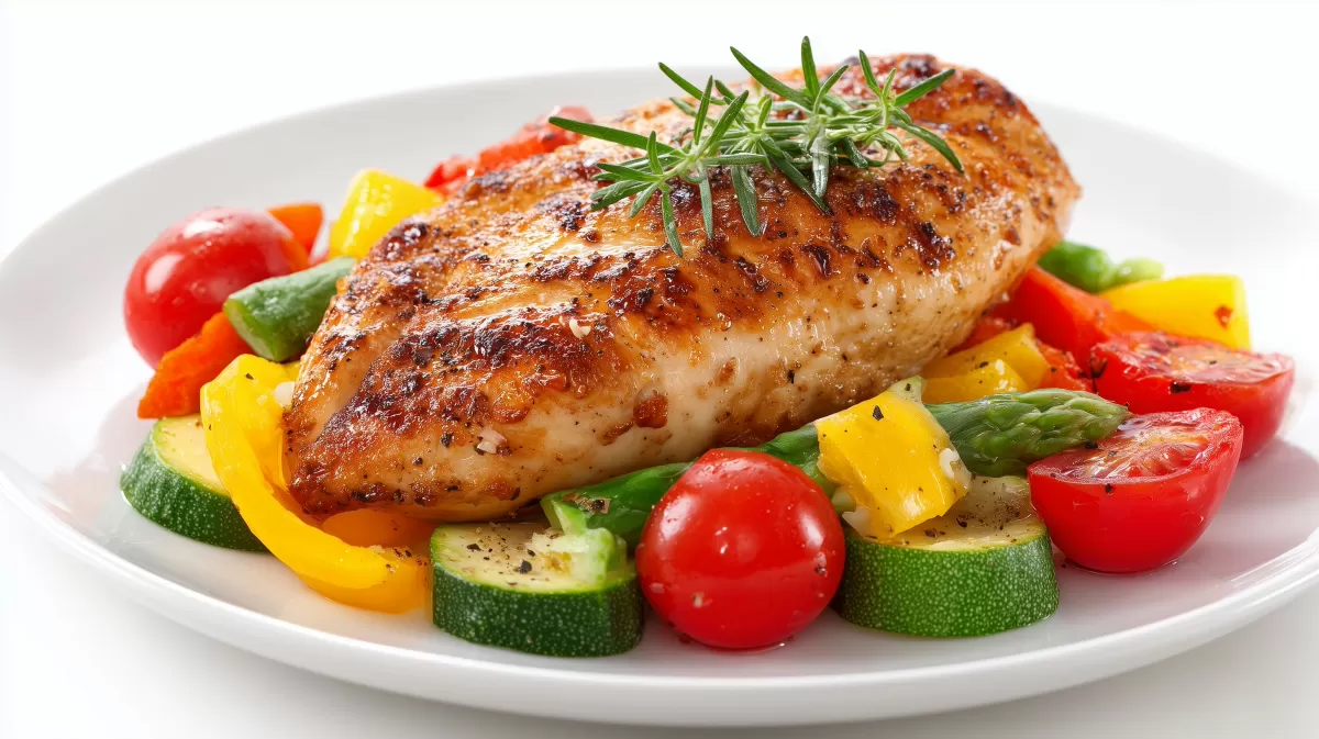 Köstliches Lachs-Filet auf buntem Gemüse