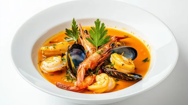 Köstliches Meeresfrüchte-Eintopf mit Safran-Bouillon