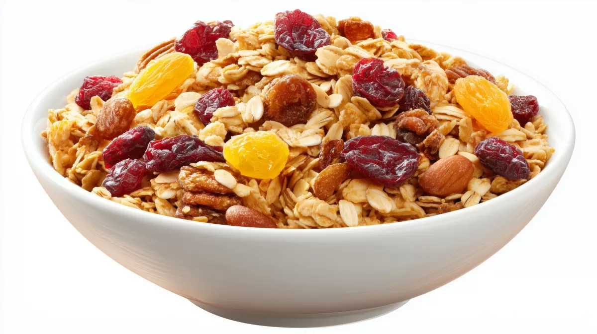 Köstliches Müsli mit Früchten und Nüssen