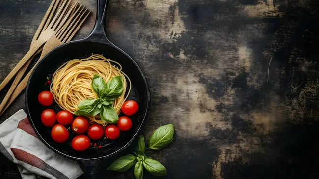 Köstliches Pasta-Gericht mit frischen Tomaten und Basilikum