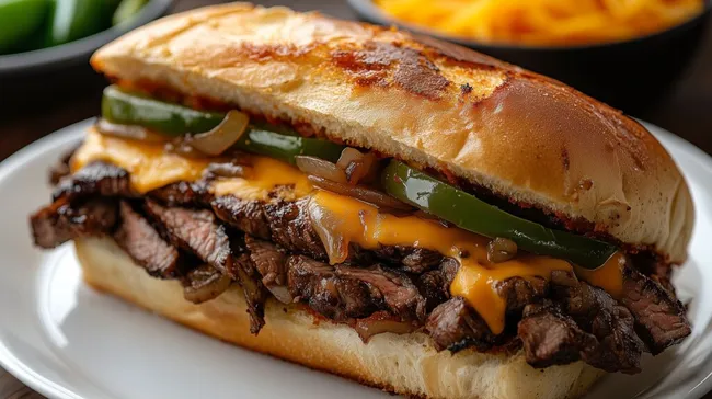 Köstliches Philly Cheesesteak-Sandwich mit geschmolzenem Käse