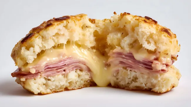 Köstliches Sandwich mit Schinken und Schmelzkäse